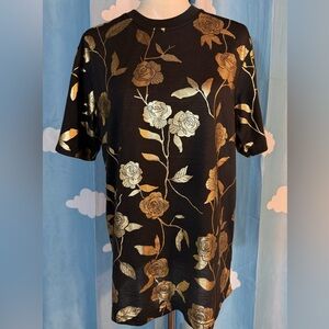 Drill Social Club gold metallic floral t-shirt. L